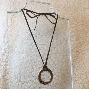 Silver Pendant on leather cord necklace